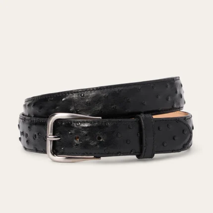 Ostrich Western Tab Belt Black