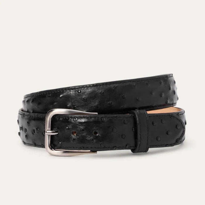 Ostrich Western Tab Belt Black
