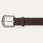 Ostrich Western Tab Belt Brown