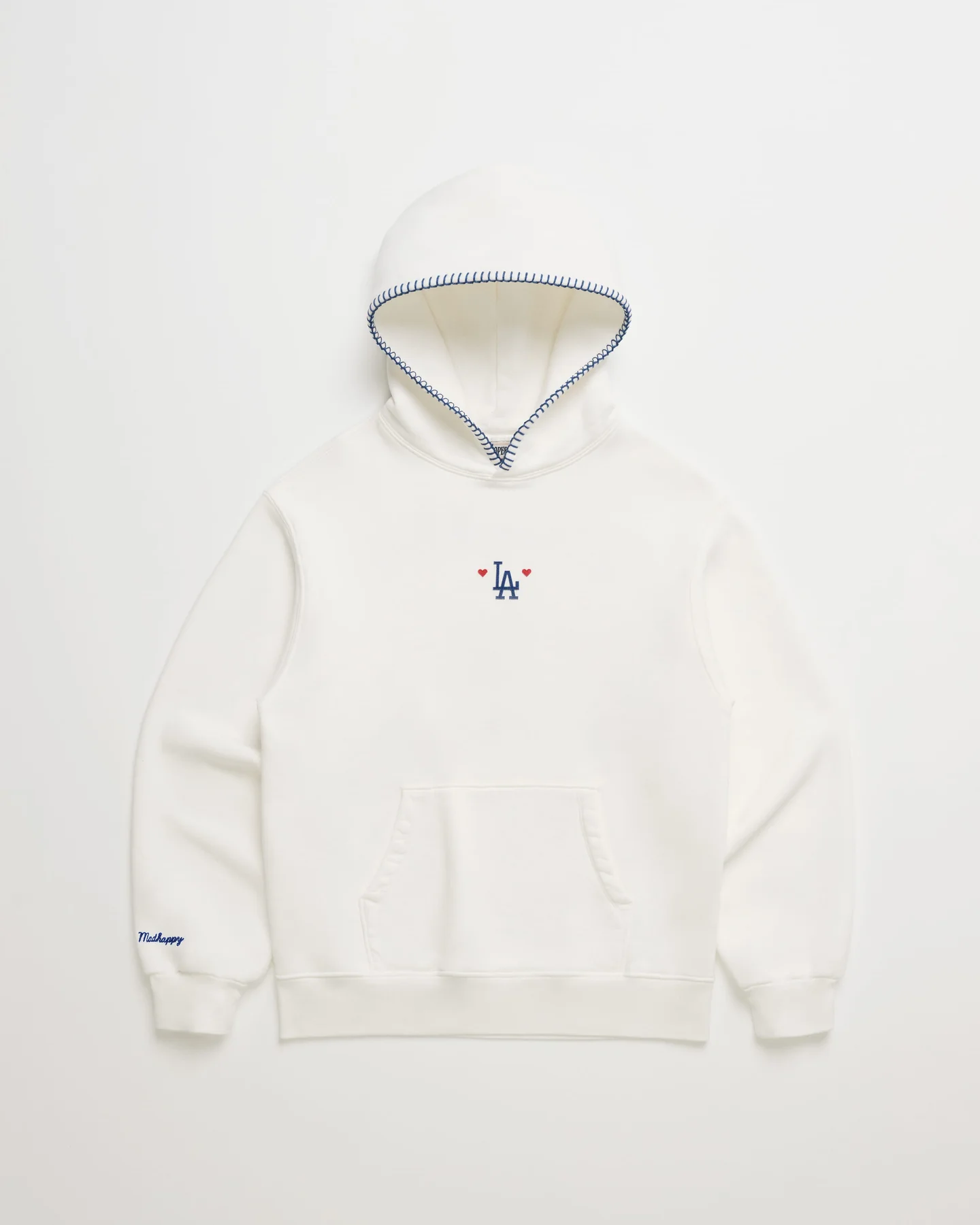 Dodgers Heart Fleece Hoodie - White Dodgers Heart Fleece Hoodie - White
