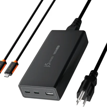 j5create - 185W GaN PD3.1 USB-C 3-Port Laptop Super Charger - Black