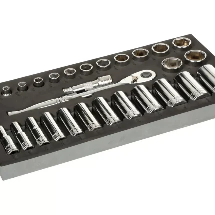 Halfords Advanced 28 Piece 3-8 Inch A-F Socket Set Modular Tray