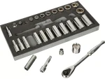 Halfords Advanced 28 Piece 3-8 Inch A-F Socket Set Modular Tray