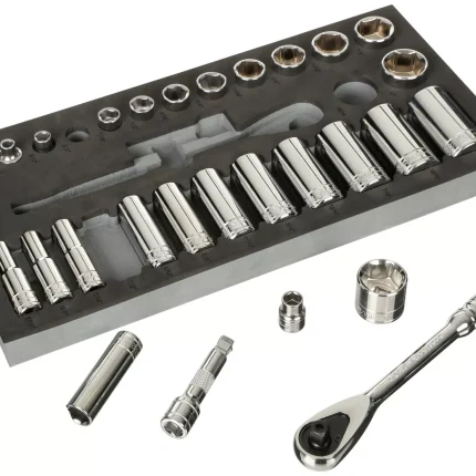 Halfords Advanced 28 Piece 3-8 Inch A-F Socket Set Modular Tray