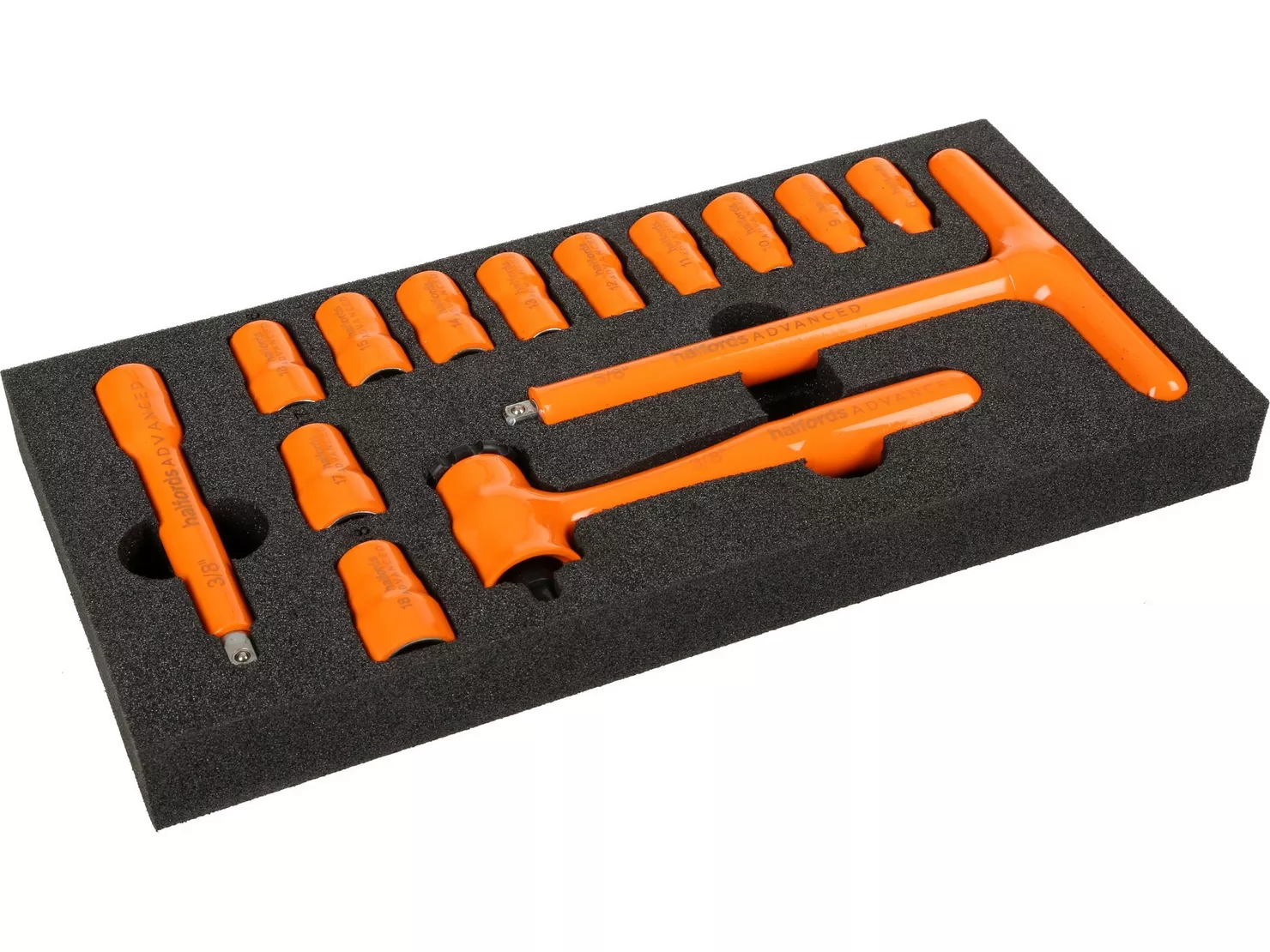 Halfords Advanced EV 1000V Insulated 14 Piece 3-8 Inch Socket Set Halfords Advanced EV 1000V Insulated 14 Piece 3-8 Inch Socket Set