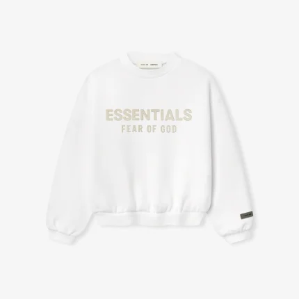 Kids Fleece Crewneck in Cloud White