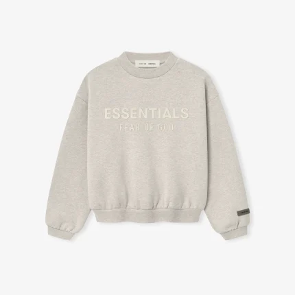 Kids Fleece Crewneck in Heather Stone