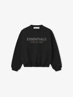 Kids Fleece Crewneck in Jet Black