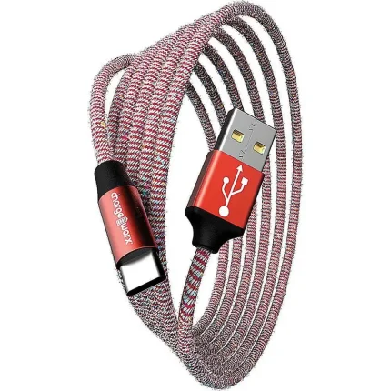 Chargeworx - 10' FlexKnit USB-C Cable - Red-White