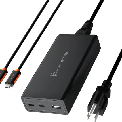 j5create - 185W GaN PD3.1 USB-C 3-Port Laptop Super Charger - Black