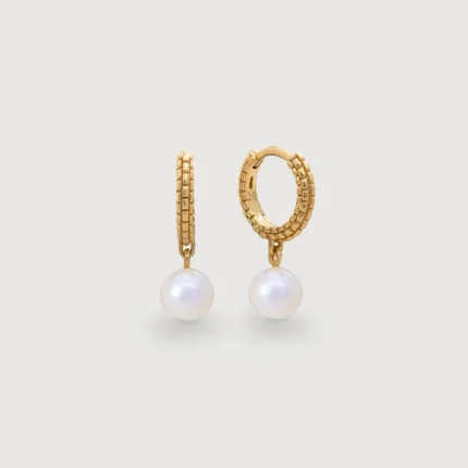 Heirloom Round Pearl Huggie Earrings