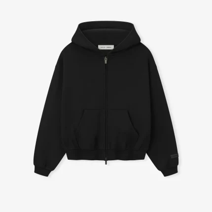 Kids Fleece Hoodie Zip-Up in Jet Black