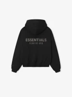 Kids Fleece Hoodie Zip-Up in Jet Black