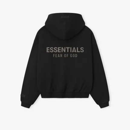 Kids Fleece Hoodie Zip-Up in Jet Black
