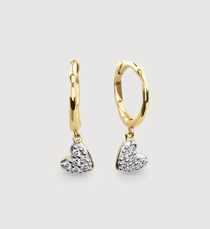 Mini Heart Diamond Huggie Earrings Mini Heart Diamond Huggie Earrings