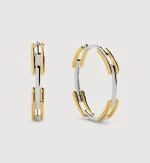 Signature Link Mixed Metal Medium Hoop Earrings