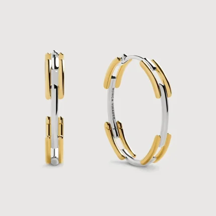 Signature Link Mixed Metal Medium Hoop Earrings