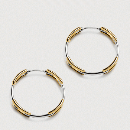 Signature Link Mixed Metal Medium Hoop Earrings
