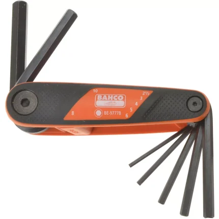 Bahco Metric Hex Folding L-Key Set with Two Component Handle 2.5mm - 10mm 7 Pieces