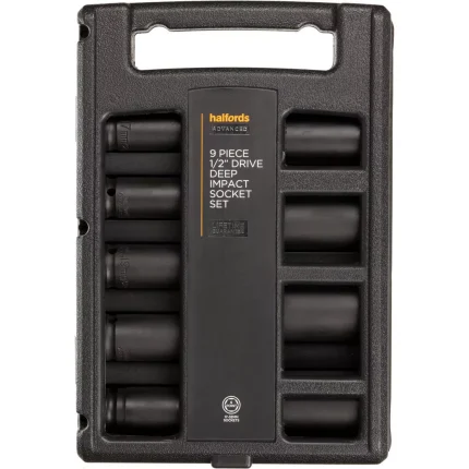 Halfords Advanced 9 Piece 1-2 Inch Drive Impact Deep Socket Set