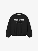 Kids 90's Fleece Crewneck in Jet Black