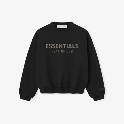 Kids Fleece Crewneck in Jet Black
